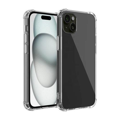 Coque Iphone 15 Plus Antichoc Bords Renforcés En Silicone Transparente