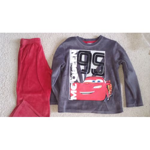 Pyjama 2 Pieces Disney Garcon En Velours Cars Mc Queen Taille 5/6 Ans