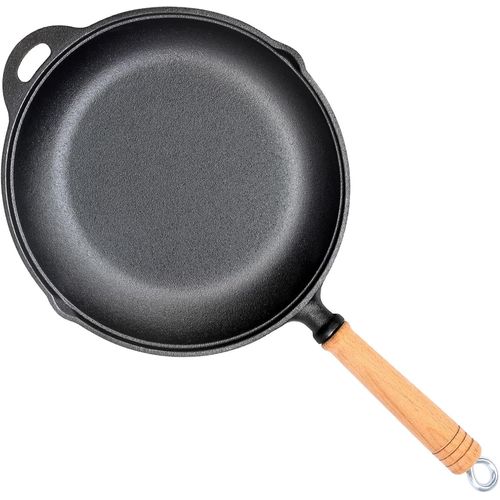 Kgabery-Poêle À Griller Universelle En Fonte,Grande,Ronde,En Fonte,Avec Deux Poignées Et Deux Becs,Poêle À Frire Multifonctionnelle ( 28 Cm)