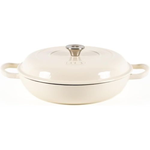 KGABERY-Cocotte En Fonte Blanche Ronde 30 Cm-3.2 L,Faitout Induction,Gaz Et Four Avec Couvercle,Casserole Emaillee,Marmite En Fonte,Dutch Oven,Saveurs Authentiques,Lavable Au Lave-Vaisselle