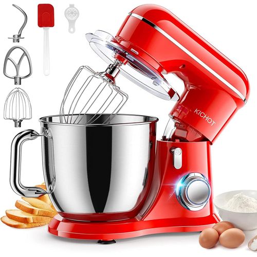 KGABERY-4.5L Robot Pâtissier,1300W 10Vitesses Robot De Cuisine Multifonction,Robot Mixeur Pâtisserie,Bol D'Acier Inoxydable,Fouet Batteur,Crochet