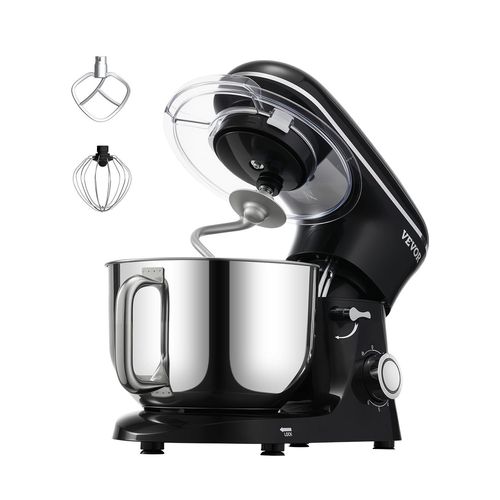 KGABERY-Robot Pâtissier Domestique 1400 W,Batteur Sur Socle 5,68 L,Mixeur À Pâte Avec 6+P Vitesses,Tête Inclinable,Avec Bol En Acier Inox,Crochet,Fouet,Batteur Plat,Grattoir,Pour Cuisson,Noir