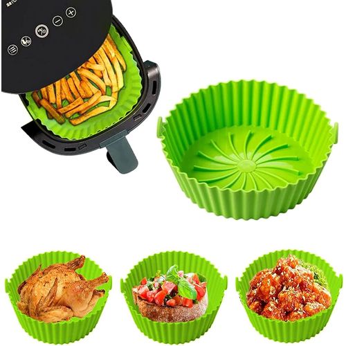 Kgabery-Pot En Silicone Pour Friteuse À Air,Large Panier En Silicone Accessoires De Friteuse,Panier En Silicone Réutilisable,Pour Airfryer,Micro-Ondes,Le Moule À Gâteau (20.5cm)