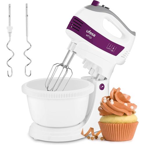KGABERY-Bv4655 Batteur Electrique+Bol Rotatif,400 W De Puissance,5 Vitesses+Turbo,Bouton Pour Éjecter Les Accessoires,2 Fouets Et 2 Crochets Pétrin,Conception Ergonomique