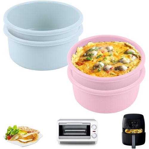 Kgabery-4pcs Moule Silicone Air Fryer,Plat Silicone Air Fryer,Panier Moule Pour Friteuse À Air Chaud,Moule Air Fryer Réutilisable Plat Pour Air Fryer,Cuit Oeuf Micro Onde Moule For Air Fryer