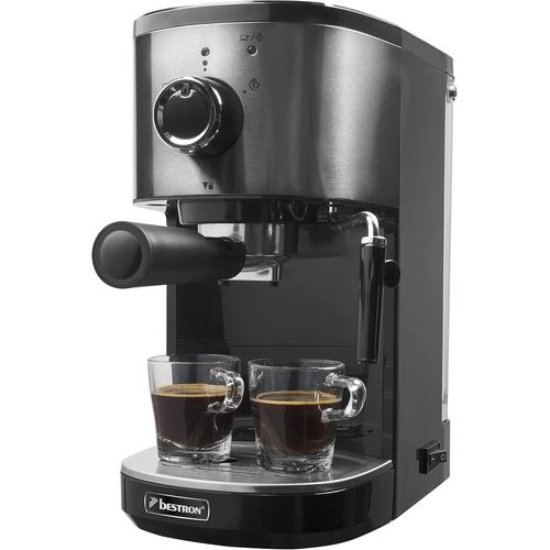 KGABERY-Machine À Espresso Pour 2 Tasses,Machine À Piston Avec Bec Vapeur Pivotant,Chauffe-Tasses Intégré,Réservoir D'Eau Amovible&15 Bars De Pression De Pompe,1450 Watts,Couleur: Argent
