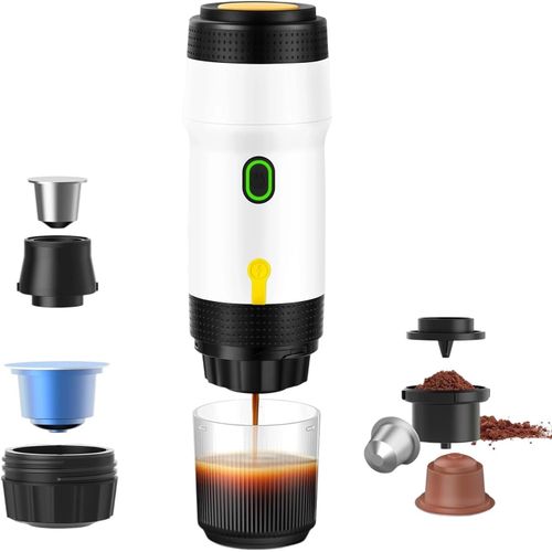 KGABERY-3 En 1 Expresso Machine À Café Portable,15 Bars D'Extraction,Cafetière Auto-Chauffage Rapide,Compatible Avec Capsule Nes&Dg Et Café Moulu,Pour La Maison,Le Voyage Et Le Camping