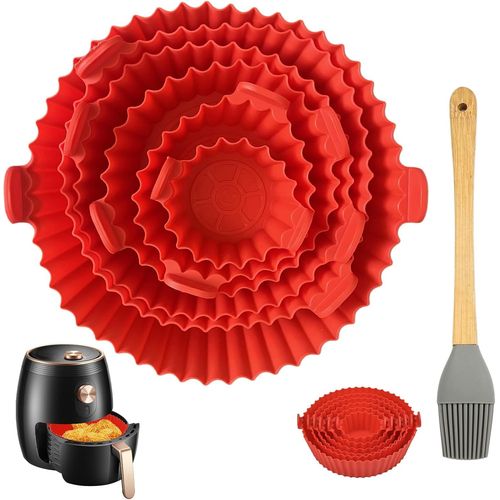 Kgabery-6 Pièces Plat Silicone Air Fryer,Moule En Silicone Pour Air Fryer,Panier Réutilisable Air Fryer,Panier En Silicone Pour Friteuse À Air Fryer Moule Siliconepour Le Moule À Gâteau,Le Cuiseur Va