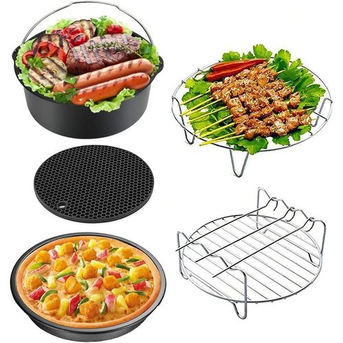 Kgabery-Air Fryer Lot De 5 Accessoires Pour Friteuse Air Fryer Compatible Avec 10,8 Qt Pour Friteuse À Air De 17,8 Cm Avec Moule À Gâteau Rond Antiadhésif,Plaque À Pizza,Support En Métal