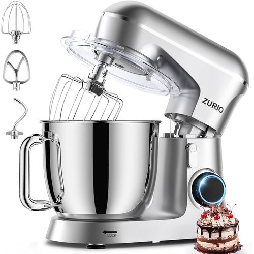 KGABERY-Robot Patissier 1300W 5.5L Batteurs Et Robots Portable À 10 Vitesses Avec Fonction De Fermentation Silencieuse,Avec Accessoires Crochet À Pâte,Fouet,Pétrin Argent