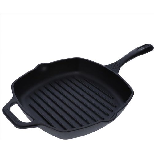 KGABERY-Poêle À Griller En Fonte Émaillée Induction 25X25Cm,Convient Pour Le Feu,Le Barbecue,Le Four,La Plaque Vitrocéramique,Le Gaz,Cast Iron Skillet Sans Toxicité,Sans Ptfe Ni Pfoa