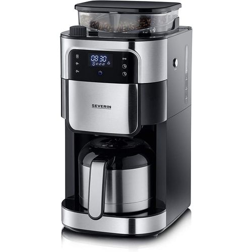 KGABERY-Cafetière Avec Broyeur Intégré 1 000 W,Machine À Café Programmable Avec Minuteur,Cafetière Filtre Avec Verseuse Isotherme D'Une Contenance De 8 Tasses,Noir/Inox,Ka 4814