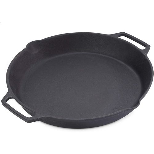 KGABERY-Poêle À Servir En Fonte Et Revêtement Émaillé Avec Deux Poignées Latérales,35x5Cm,Poêle À Frire,Poêle Adaptée Au Feu De Camp,Au Barbecue,Au Four Ou À La Cuisinière