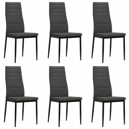 Lot De 6 Chaises De Salle À Manger Cuisine Design Contemporain Tissu Gris Foncé Cds022444