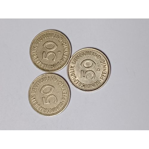 Allemagne Lot De 3 Pieces De 50 Pfennig 1975d 1950d + 1950 J