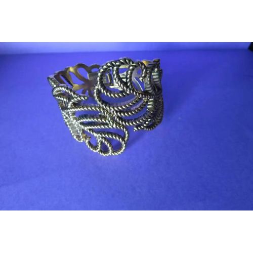 Ancien Bracelet Métal Doré Manchette