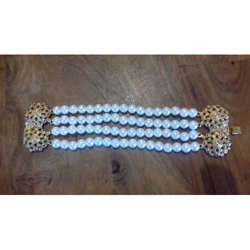 Ancien Bracelet Fantaisie 4 Rangs De Perles Style De Culture