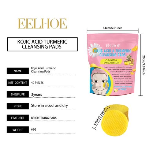 Tampons Nettoyants À L'acide Kojique Au Curcuma, Tampons Exfoliants, Éponges Pour Le Visage Pour Le Nettoyage, Exfoliant, Nettoyage Quotidien, Outils De Soins De La Peau-B 40pcs 