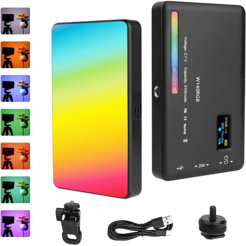 KGABERY-Lampe Vidéo Led Rgb,Panneau Led Sur Caméra Cri 95+ 2500-9000K,3100Mah Rechargeable Lumiere Photo Eclairage Lampe De Caméra Portable Pour Vlogging,Vidéoconférence,Youtube,Tiktok