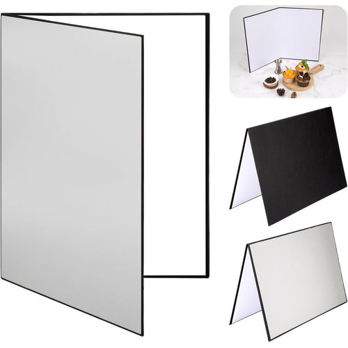 KGABERY-3 En 1 Réflecteur De Lumière A3 Réflecteur De Carte Réflecteur Pliable De Table Pour Photo Produit Photographie D'Aliments 42 * 29Cm (Argent/Noir/Blanc)