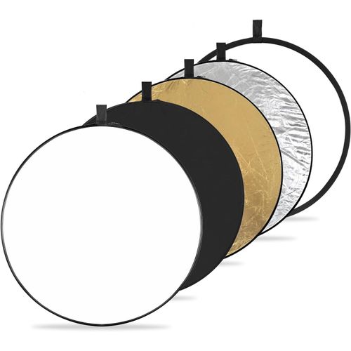 KGABERY-5-In-1 Réflecteur De Lumière 32"(80Cm) Diffuseur Photographique Pliable Et Portable Pour Studio Et Éclairage Extérieur Or Argent Blanc Noir Translucide