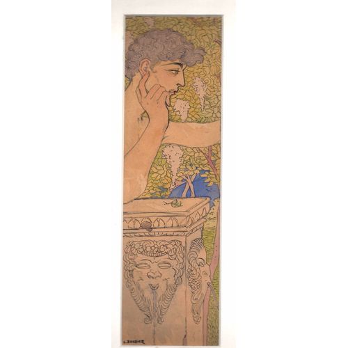 Dessin Original En Couleurs De George Barbier "Jeune Grec"