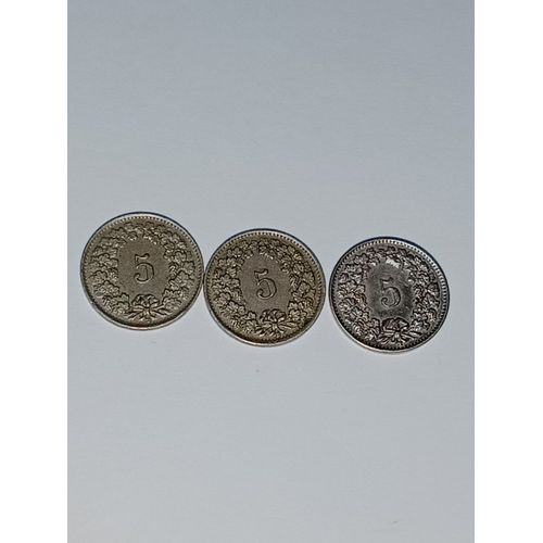 Suisse Lot De 3 Pieces De 5 Centimes 1931 1944 1952