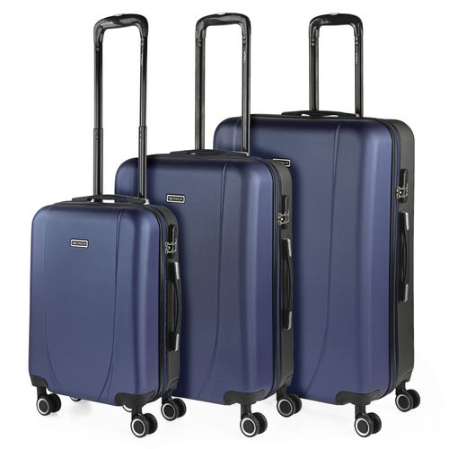 Set De 3 Valises De Voyage Rigides 4 Roues Trolley ABS. Résistantes Et Légères. Poignée 2 Anses Et Cadenas. Petite Moyenne Et Grande. 71100