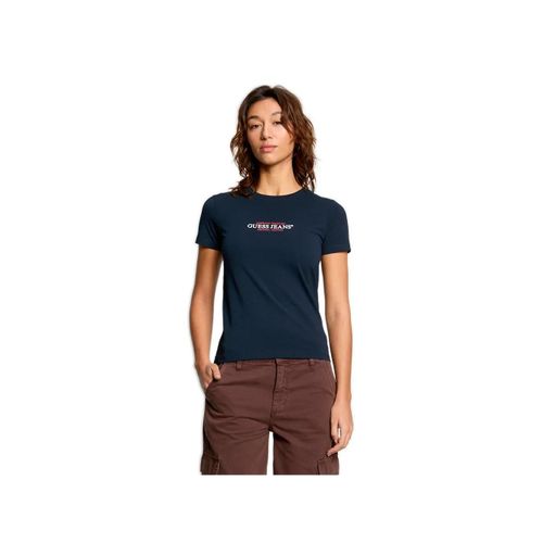 T Shirt Guess American Tradition Femme Bleu