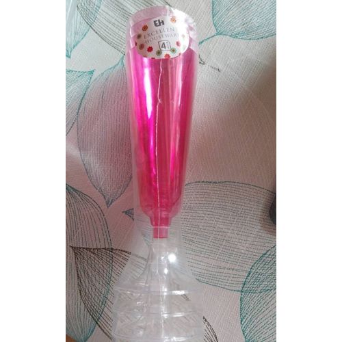 Flûtes Rose Champagne Plastique X4