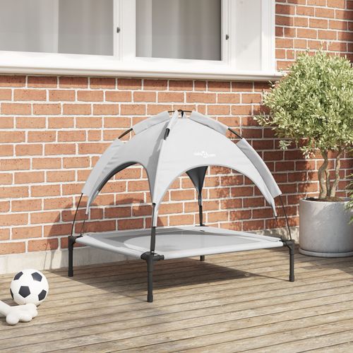 Vidaxl Lit Chien Surélevé Avec Toit Amovible Gris Argenté M Acier
