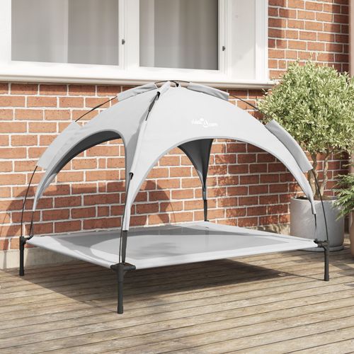 Vidaxl Lit Surélevé Pour Chien Avec Toit Amovible Gris Argenté Xl En Acier