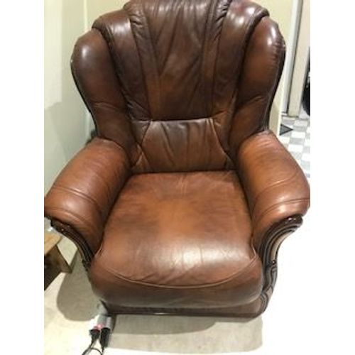 Salon Complet Cuir Deux Fauteuils Un Canapé 3places Une Table Basse Marbre Et Laiton