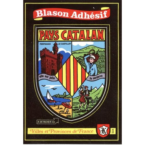 Blason Adhésif Pays Catalan Carte Kroma : Villes Et Provinces Françaises