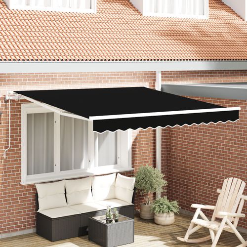Vidaxl Auvent Rétractable Automatique Noir 350x250 Cm, Tissu De Remplacement Pour Auvent Vidaxl Pour Cadre 3,5x2,5 M Noir
