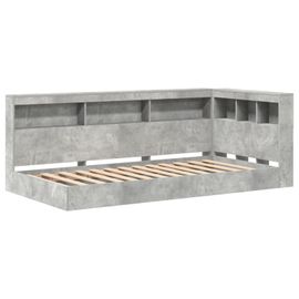 Vidaxl Lit Bibliothèque Gris Béton 90x190 Cm En Bois Aggloméré