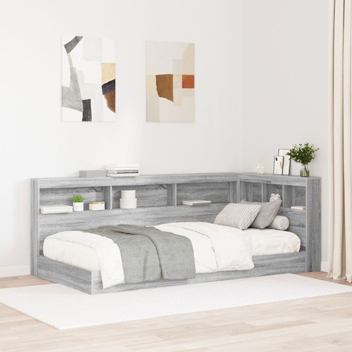 Vidaxl Lit Bibliothèque Gris Sonoma 75x190 Cm Bois D'ingénierie