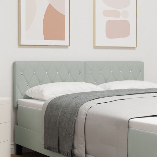 Tête De Lit Vidaxl Avec Boutons En Cristal En Velours Gris Clair De 160 Cm