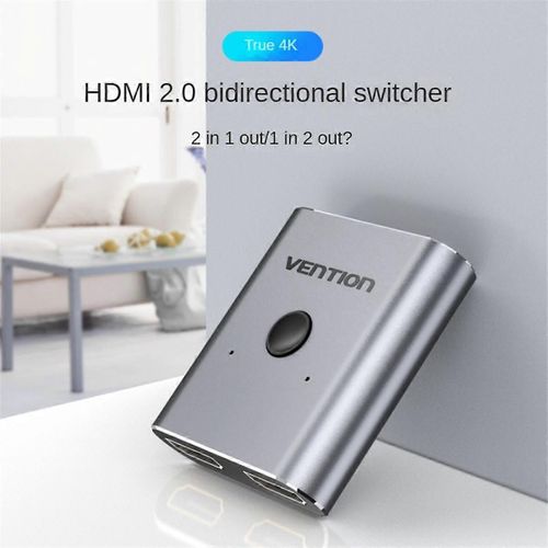 -Compatible One-To-Two 2.0 Commutateur Deux-en-un Décodeur 4K 60Hz Tv Ordinateur HD Câble, Noir