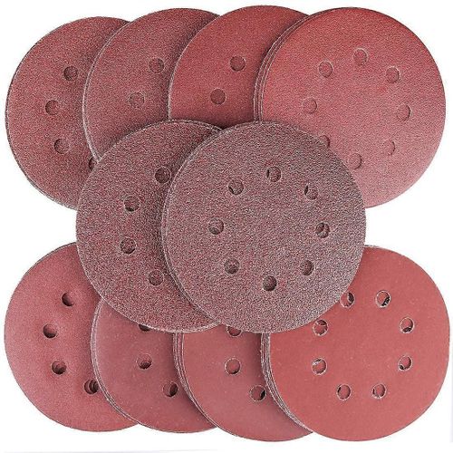 80PCS Disques De Ponçage Tampons, 40 60 80 100 120 150 180 240 320 400 Grains 8 trous Papier De Verre Assorti pour