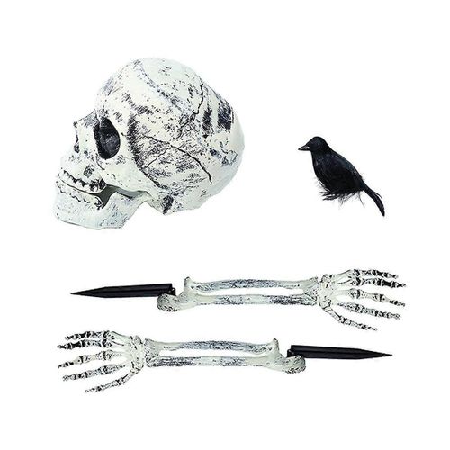 Halloween Réaliste Crâne Squelette Tête Main Humaine Bras pour Halloween Fête Maison Jardin Pelouse Decor