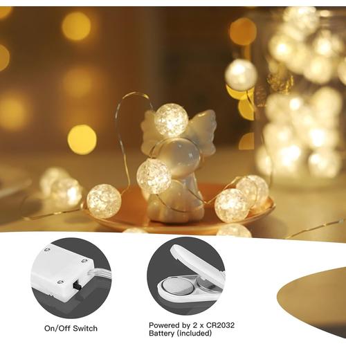 Guirlande Led Argent 2M - Guirlande Lumineuse Led 20 Leds - Guirlande Leds  pour deco chambre, déco de