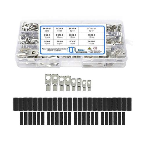 220 Pcs Bornes À Anneau Nu Cosse Cuivre Étamé Tube Cosse Joint Batterie Fil Connecteurs Câble Serti Sc