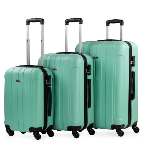 Lot De 3 Valises De Transport Rigides Chariot 4 Roues 55/64/73 Cm En ABS. Résistant Et Léger. Poignées Poignées Cadenas. Petite Cabine Moyenne Et Grande. 771100