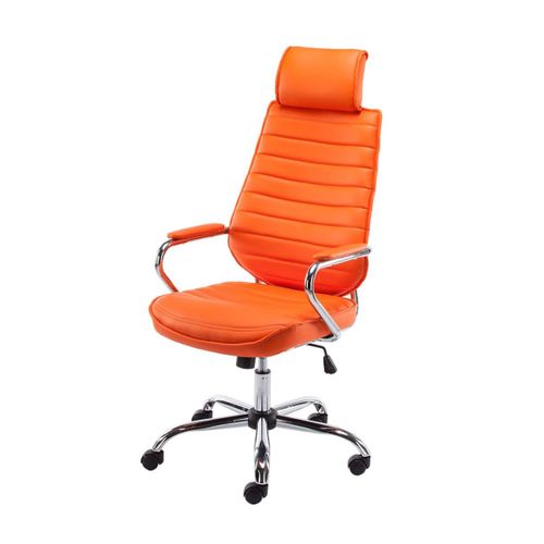 Fauteuil De Bureau À Roulettes En Synthétique Orange Hauteur Réglable Bur10008
