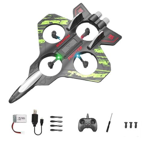 Avion RC 2.4G Avion Télécommandé Six EPP Mousse avec LED Intérieur et Extérieur Simple Flying Toy Enfants Cadeau Vert