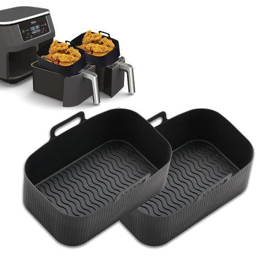 Hilewa Accessoire Air Fryer, 2Paquet Moule Air Fryer, Moule Silicone Air Fryer, Silicone Air Fryer Accessoires for Ninja Foodi Max Air Fryer, Airfryer Liners friteuse sans huile Remplacement papier air fryer