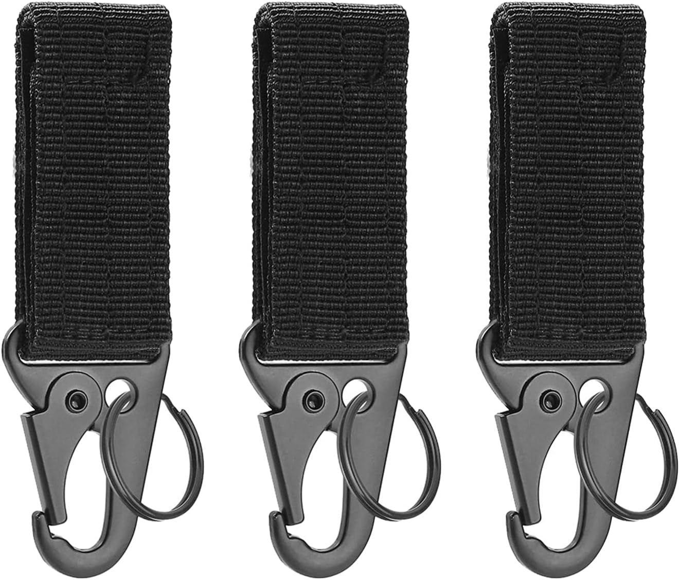 Sangle en Nylon avec Porte Clé Mousqueton Ceinture Tactique Boucle Clip  Crochet Ceinturon à Suspendre pour Sac à Dos Camping Randonnée,3pc