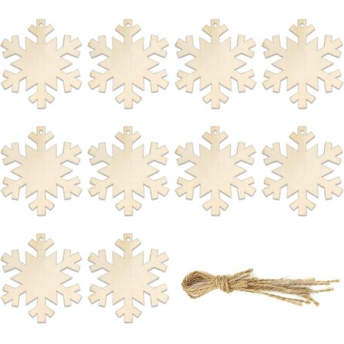 Ornements En Bois De Noël 10pcs Copeau De Bois Naturel Arbre De Noël Ornement Suspendu Décorations Artisanat De Noël En Bois Vierge Artisanat De Bricolage Arbre De Noël