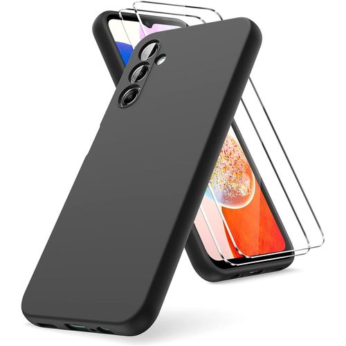 Coque Noir Pour Samsung Galaxy A14 4g/5g (6,6") Et 2 Verres Trempé Film Protection Ecran Little Boutik®